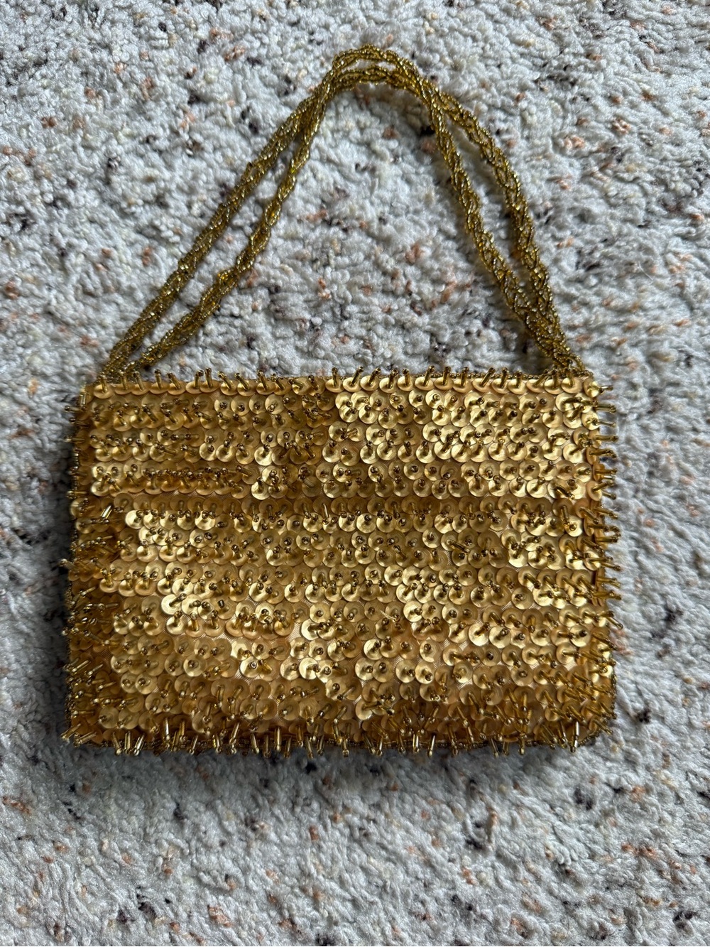 Source Unknown Gold Sequin Evening Clutch with Chain Strap